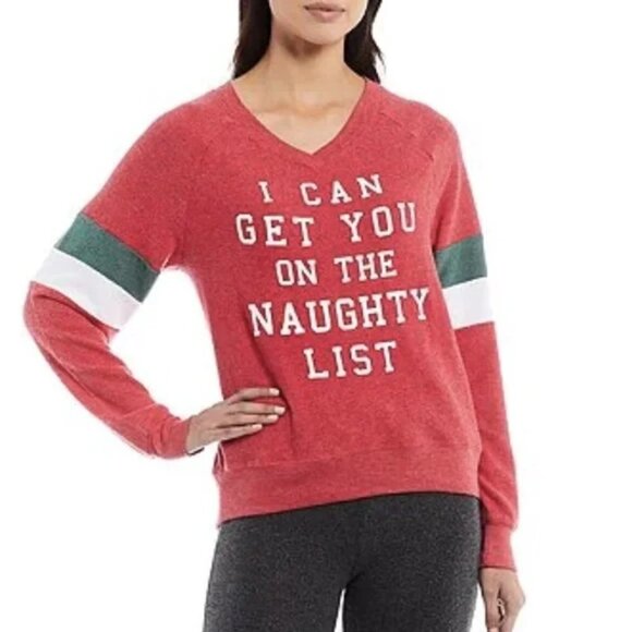 Wildfox "I CAN GET YOU ON THE NAUGHTY LIST" Fleece Pullover, Crimson - Picture 3 of 3